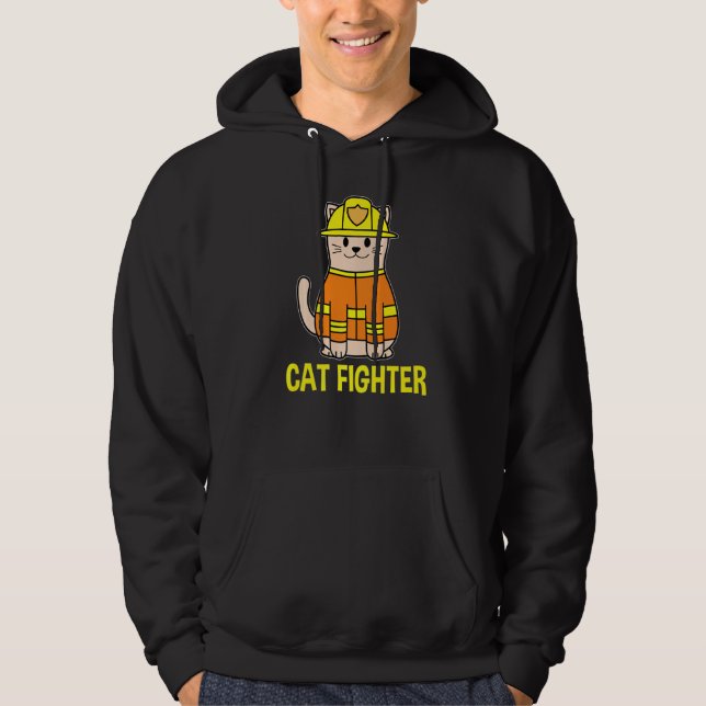 Firefighter-Cat Funny-Cat Mum Dad Hoodie (Front)
