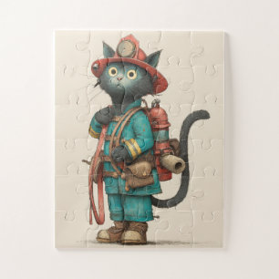 Firefighter Cat Jigsaw Puzzle