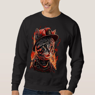 Firefighter Cat Kitten Fireman Helmet Firefighter Sweatshirt
