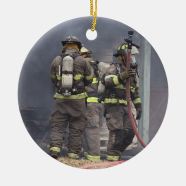 Firefighter Ceramic Tree Decoration (Front)