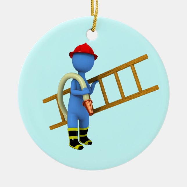 Firefighter Ceramic Tree Decoration (Front)