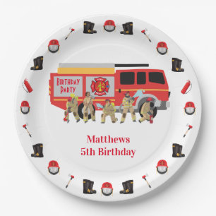 Firefighter Child Birthday Party Theme Design Paper Plate