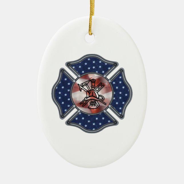 Firefighter Christmas Ceramic Tree Decoration (Front)
