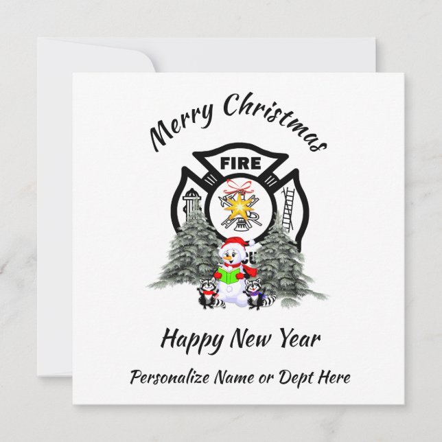 Firefighter Christmas Fire Dept Holiday Card (Front)