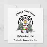 Firefighter Christmas Fire Dept Holiday Card