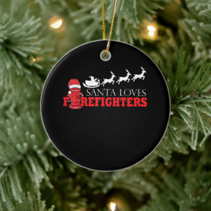 Firefighter Christmas Gifts Santa Claus Fireman Ceramic Tree Decoration