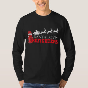 Firefighter Christmas Gifts Santa Claus Fireman T-Shirt