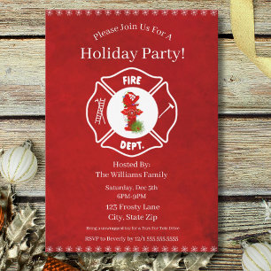 Firefighter Christmas Holiday Party Invitation
