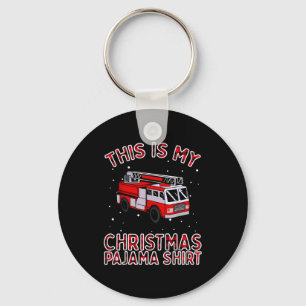 Firefighter Christmas Pajama - Fire Truck Funny Fi Key Ring