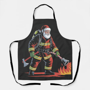 Firefighter Christmas Shirt XMas Funny Santa  Apron