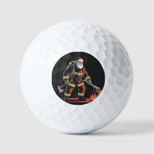 Firefighter Christmas Shirt XMas Funny Santa  Golf Balls