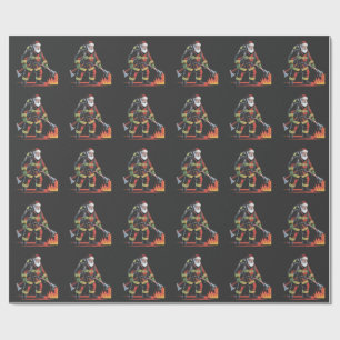 Firefighter Christmas Shirt XMas Funny Santa Wrapping Paper