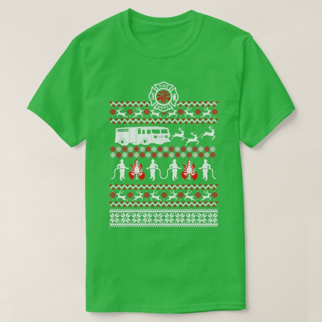Firefighter Christmas  T-Shirt (Design Front)