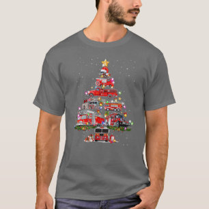 Firefighter Christmas Tree Fire Truck Xmas Fireman T-Shirt