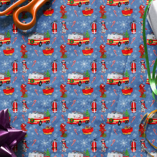 Firefighter Christmas With Santa and Dalmatian Tissue Paper