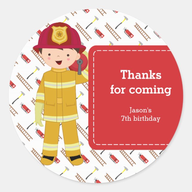 Firefighter Classic Round Sticker (Front)