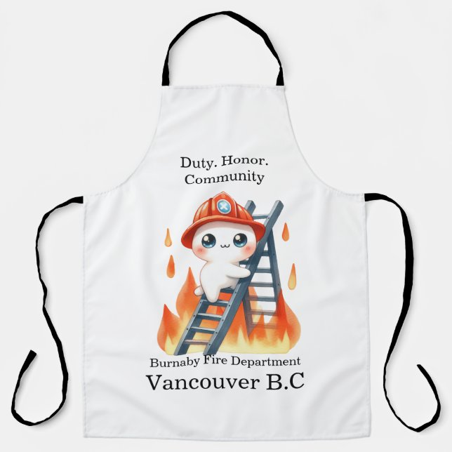 Firefighter climbing ladder at sunset apron (Front)