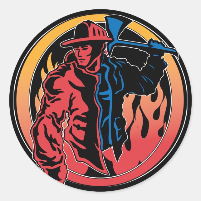 Firefighter Colours Classic Round Sticker (Front)
