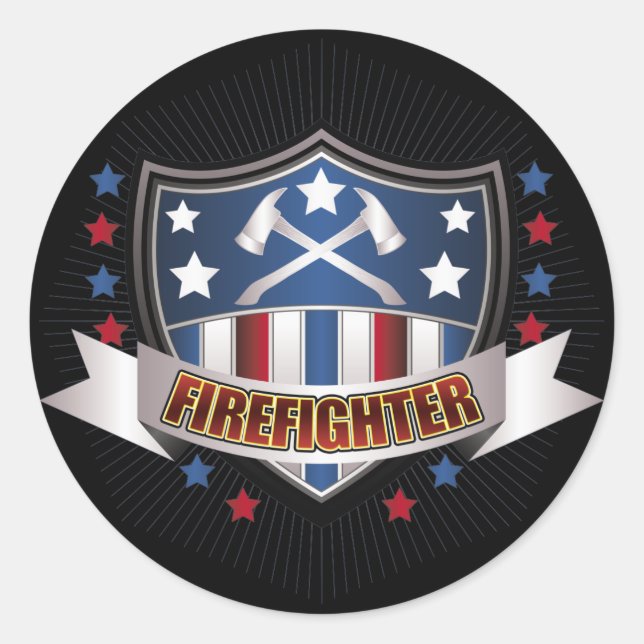 Firefighter Crest Classic Round Sticker (Front)