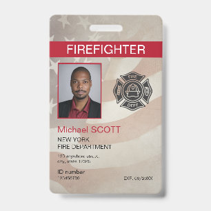 Firefighter Custom Employee Photo Barcode ID Badge