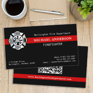 Firefighter Custom Fire Department Logo QR Code Business Card