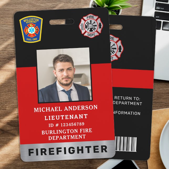 Firefighter Custom Logo Photo Professional ID Card ID Badge (Creator Uploaded)