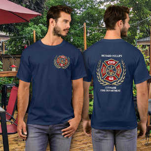 Firefighter Custom Maltese Cross Personalised T-Shirt