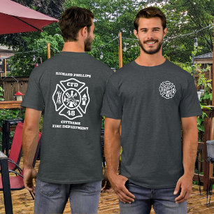 Firefighter Custom Maltese Cross Personalised T-Shirt