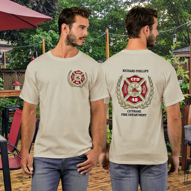 Firefighter Custom Maltese Cross Personalised T-Shirt (Creator Uploaded)