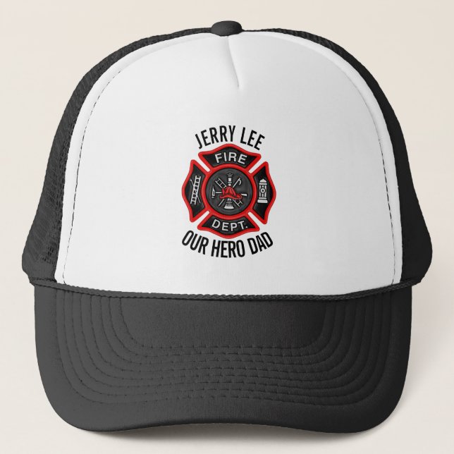 Firefighter Custom Text Name Personalised Trucker Hat (Front)