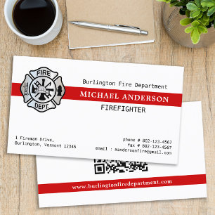 Firefighter Customise Fire Department Logo QR Code Business Card
