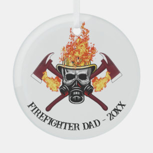 Firefighter Dad Custom Gift, personalized Fireman Glass Tree Decoration
