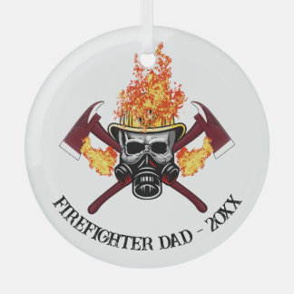 Firefighter Dad Custom Gift, personalized Fireman Glass Tree Decoration