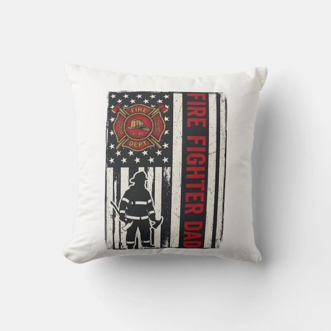 Firefighter Dad Distressed Flag Vector Design_1 Cushion (Front)