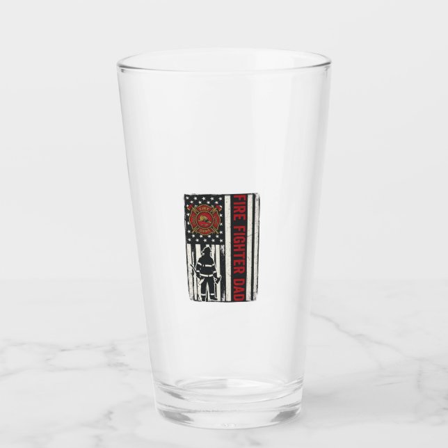 Firefighter Dad Distressed Flag Vector Design_1 Glass (Front)