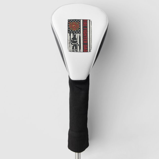 Firefighter Dad Distressed Flag Vector Design_1 Golf Head Cover (Front)