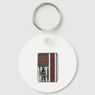 Firefighter Dad Distressed Flag Vector Design_1 Key Ring