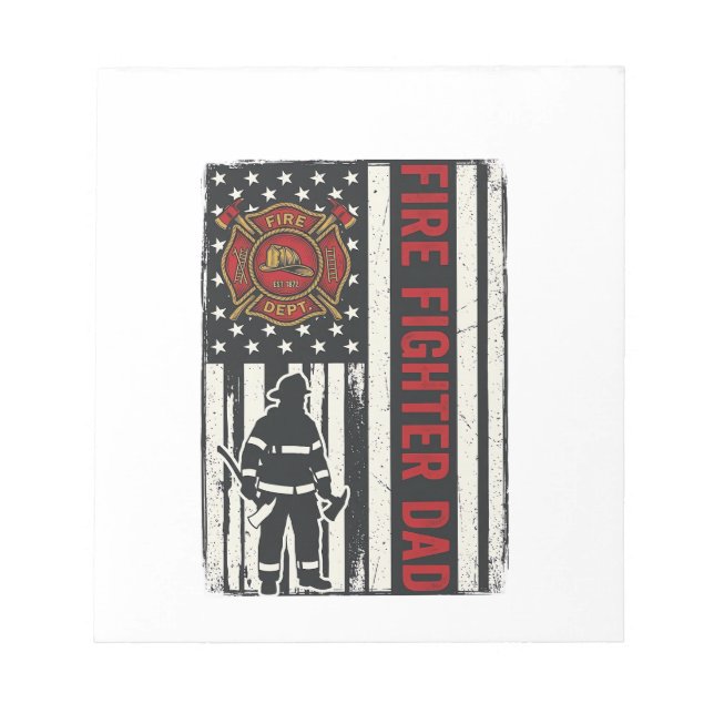Firefighter Dad Distressed Flag Vector Design_1 Notepad (Front)