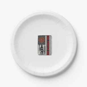 Firefighter Dad Distressed Flag Vector Design_1 Paper Plate
