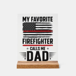 Firefighter Dad Flag Vintage Engraving Design_1 Acrylic Sign