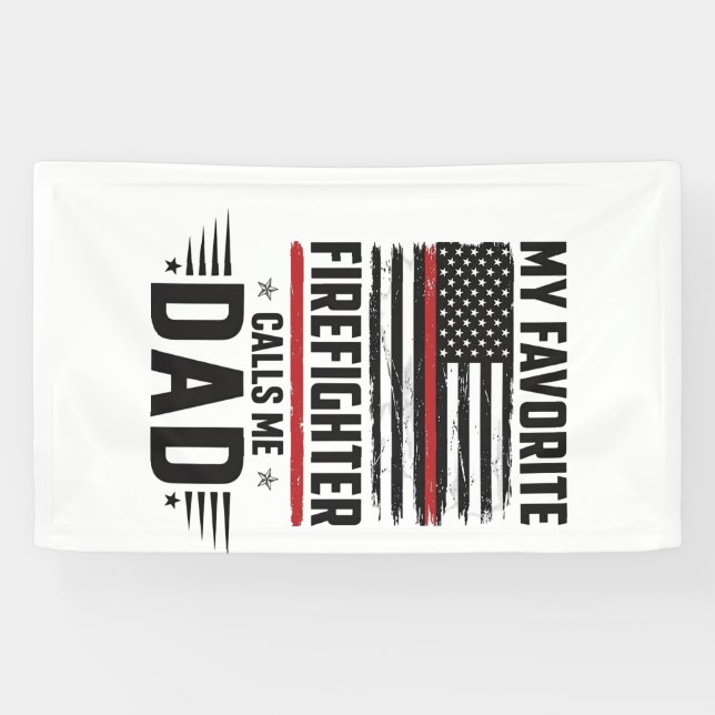 Firefighter Dad Flag Vintage Engraving Design_1 Banner (Horizontal)