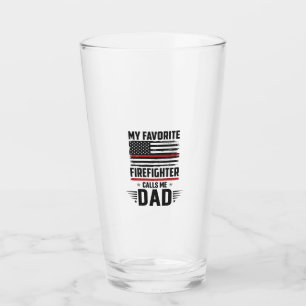 Firefighter Dad Flag Vintage Engraving Design_1 Glass