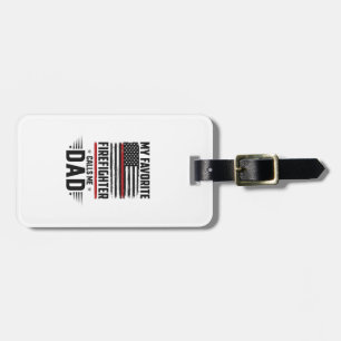 Firefighter Dad Flag Vintage Engraving Design_1 Luggage Tag