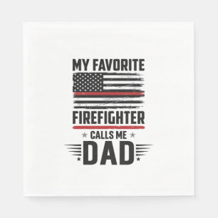 Firefighter Dad Flag Vintage Engraving Design_1 Napkin