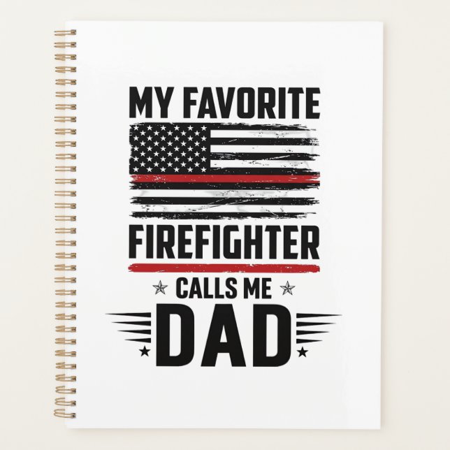 Firefighter Dad Flag Vintage Engraving Design_1 Planner (Front)