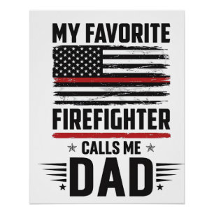 Firefighter Dad Flag Vintage Engraving Design_1 Poster