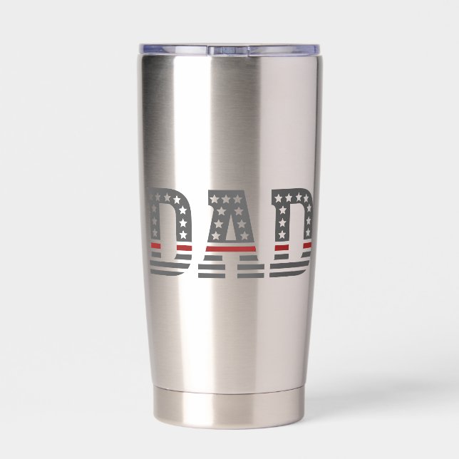 Firefighter Dad Thin Red Line Flag Insulated Tumbler (Back)
