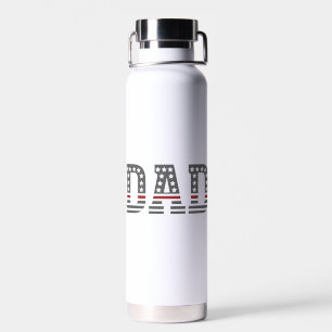 Firefighter Dad Thin Red Line Flag Water Bottle