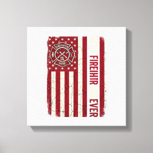 Firefighter Dad Vertical Flag Vintage Canvas Print