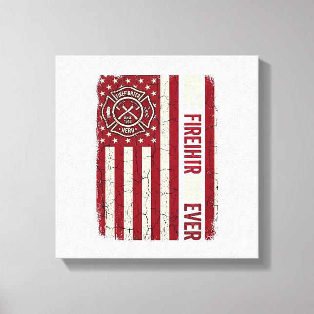 Firefighter Dad Vertical Flag Vintage Canvas Print (Front)